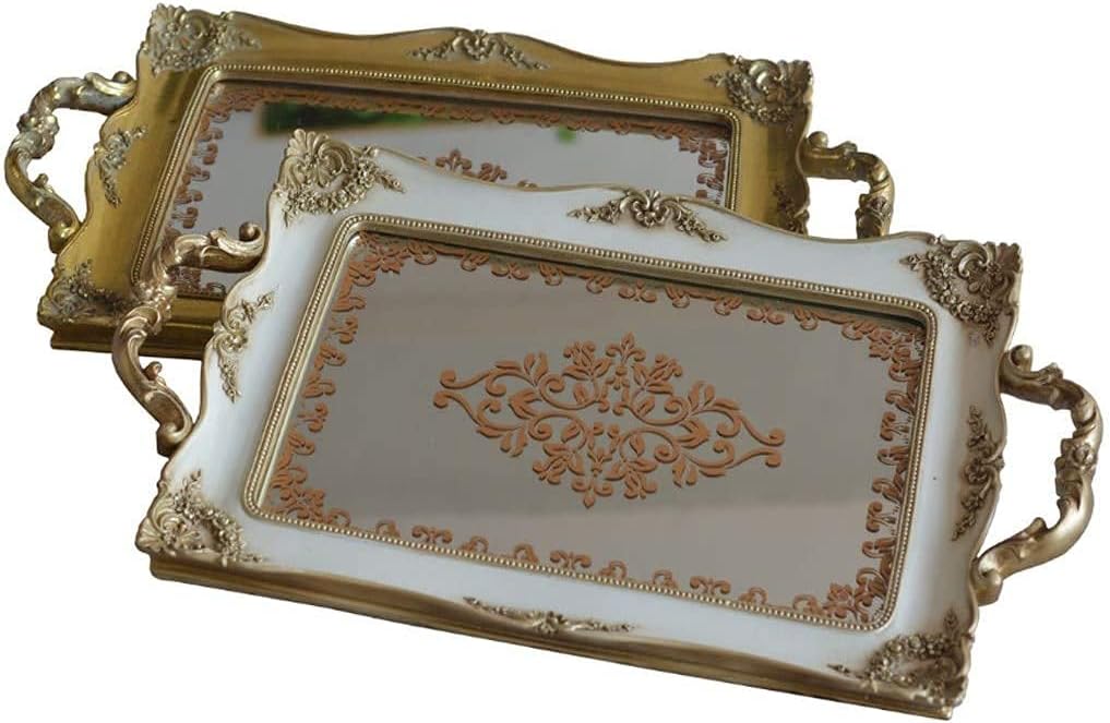Counter Organizer Bathroom Tray Rectangle Resin Vanity Tray Retro Care Product Storage Accessories Plate Storage Tray French Retro Home Decoration Multifunction