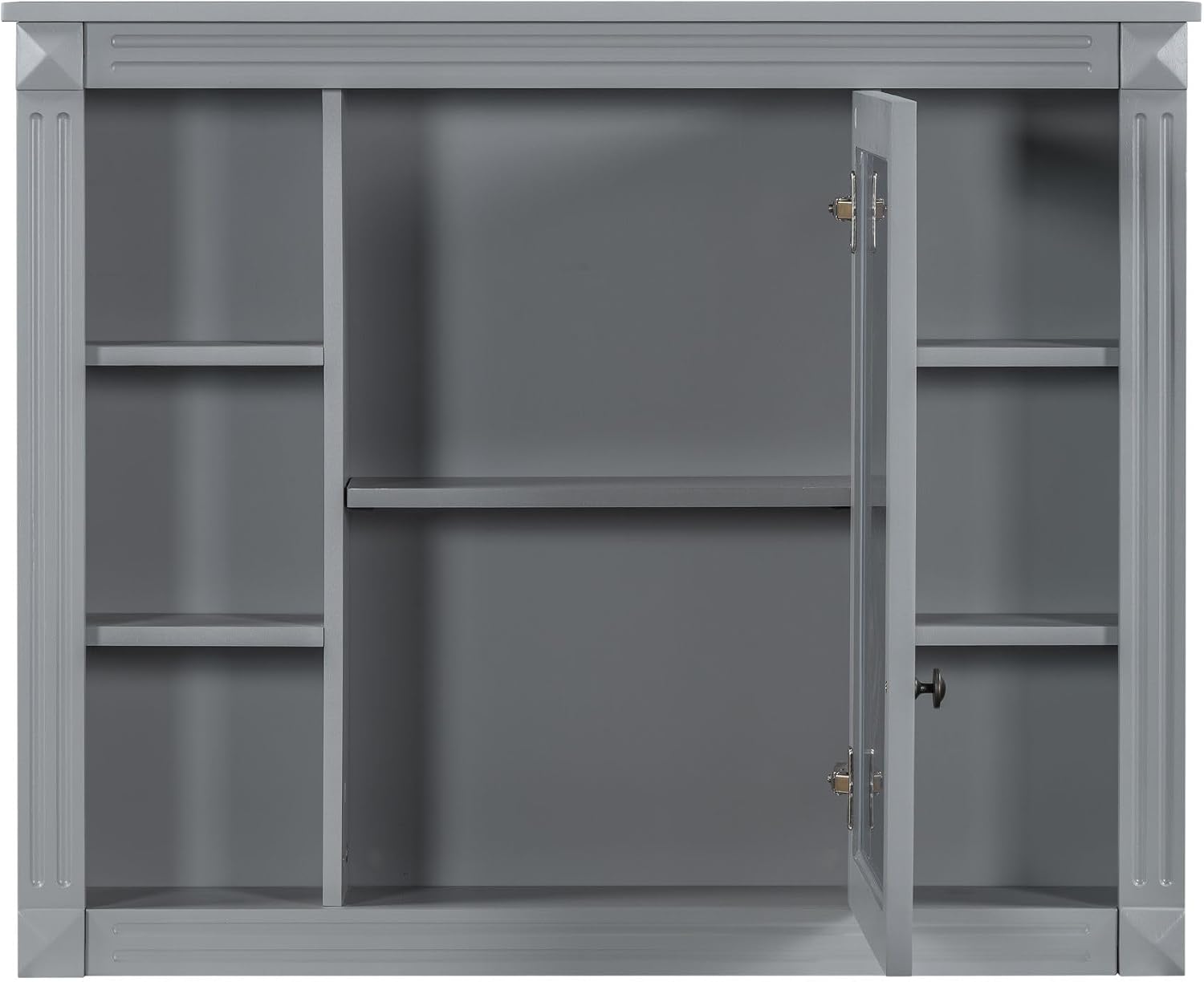 Merax Medicine Cabinet with Mirror, Wall Mount Bathroom Cabinet 35' x 28' Over Toilet Storage Cabinet Organizer with Door and Open Shelves, Mirrored Bathroom Wall Cabinet