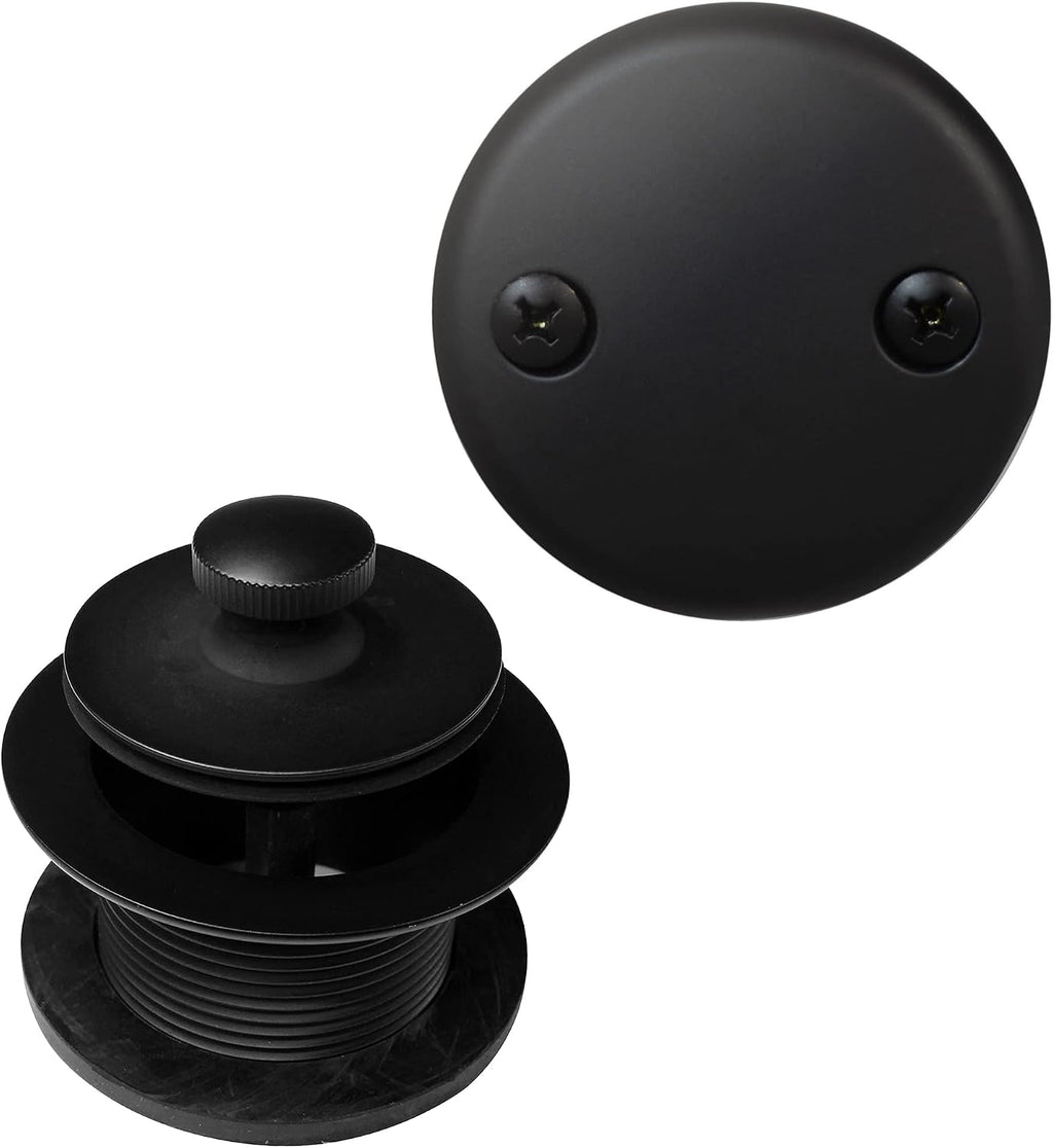 Westbrass A3264-62 22-1/2' Brass Bath Waste & Overflow Assembly with Pull Drain Plug and 2-Hole Faceplate, Matte Black