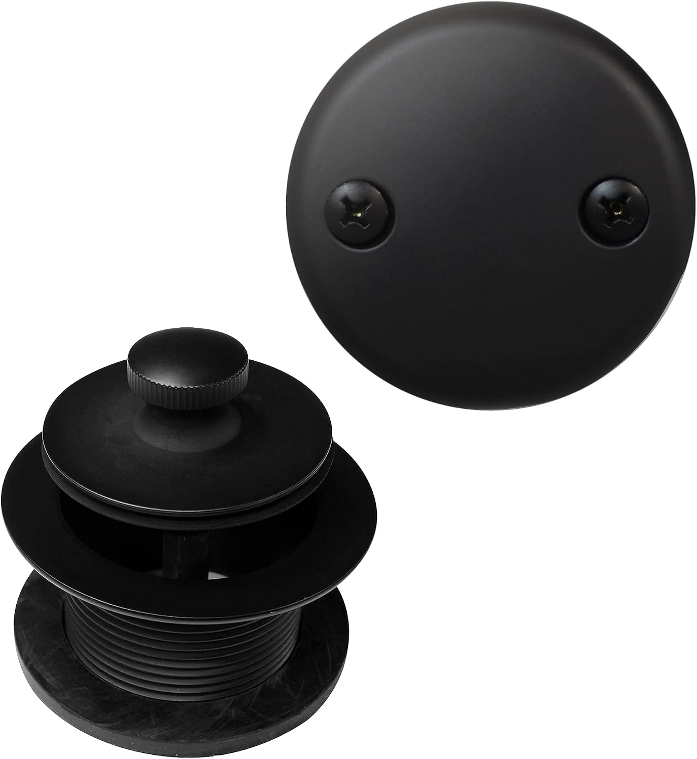 Westbrass A3264-62 22-1/2' Brass Bath Waste & Overflow Assembly with Pull Drain Plug and 2-Hole Faceplate, Matte Black