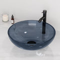 Design Vessel Sink Bathroom Sink above counter Small Vessel Sink Bathroom Sink Bowl Countertop Modern Sinks with faucet and drain combo 16.5' Round Transparent New