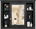 Merax Medicine Cabinet with Mirror, Wall Mount Bathroom Cabinet Over Toilet Storage Cabinet Organizer with Door and Open Shelves, Mirrored Bathroom Wall Cabinet