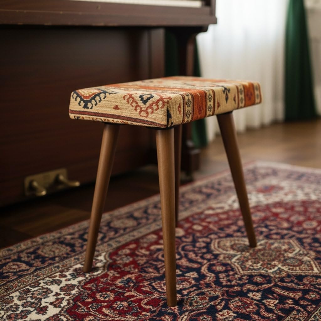Ultimate Premium Products Vanity Stool with Ottoman Foot Rest – Small Foot Stool for Bedroom, Entryway & Piano Bench – Stylish and Functional Ottoman for Home Decor