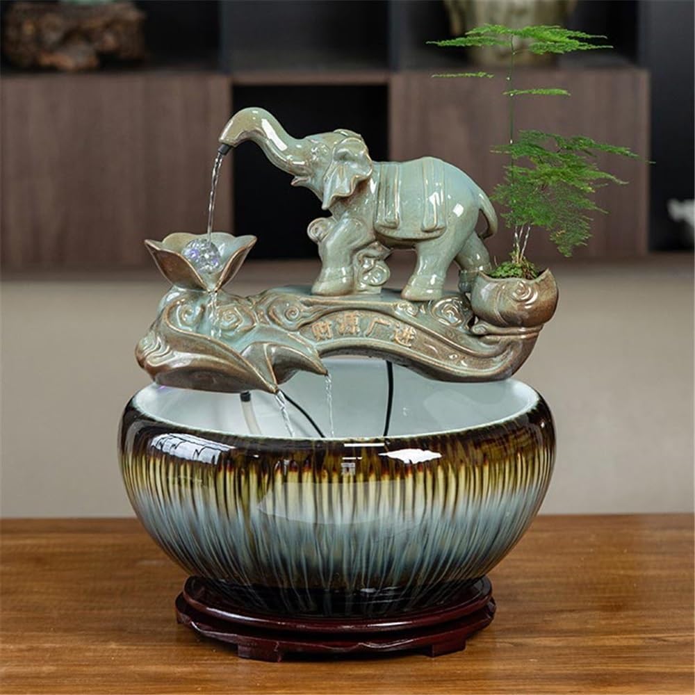 Tabletop Fountain Ceramic Fish Tank Tabletop Fountain for Indoor and Home Decoration Table Desk Office Patio Tabletop Water Fountain