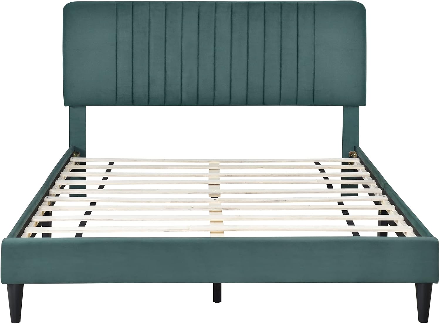 KLMM Elegant Full Size Upholstered Platform Bed,No Box Spring Needed, Velvet Fabric, Suitable for Bedroom Use, Easy to Assemble (Green#K^)