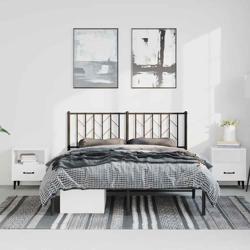 Metal Bed Frame with Headboard Black King Size 76'x79.9' Heavy Duty Steel Platform Bed Frame with Underbed Storage Space for Bedroom Furniture
