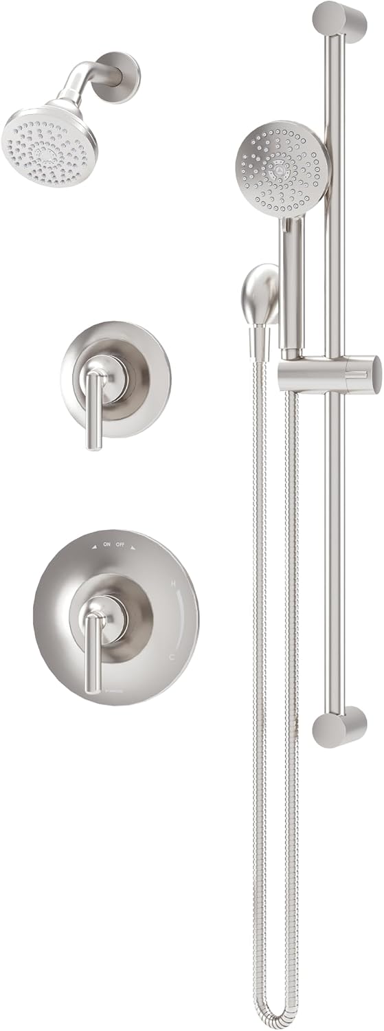 Symmons Birch HydroMersion Double Handle Shower Trim Kit with Hand Spray in Satin Nickel - 5995STN15TRM