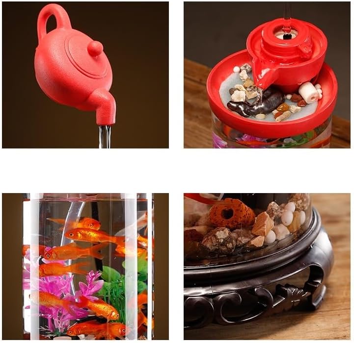 Small Indoor Fountains Tabletop Fountain Flowing Water Fish Tank Ornaments Circulating Glass Landscape Living Room Office Desktop Ornaments Desktop Fountains for Home