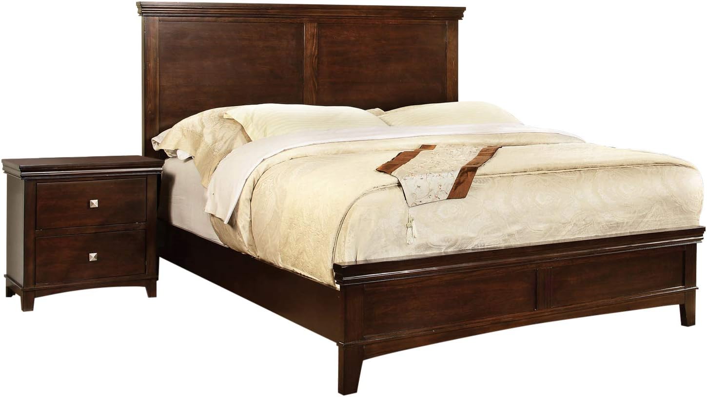 24/7 Shop at Home Zabdiel Casual Wood 2-Piece California King Bedroom Set, Brown Cherry