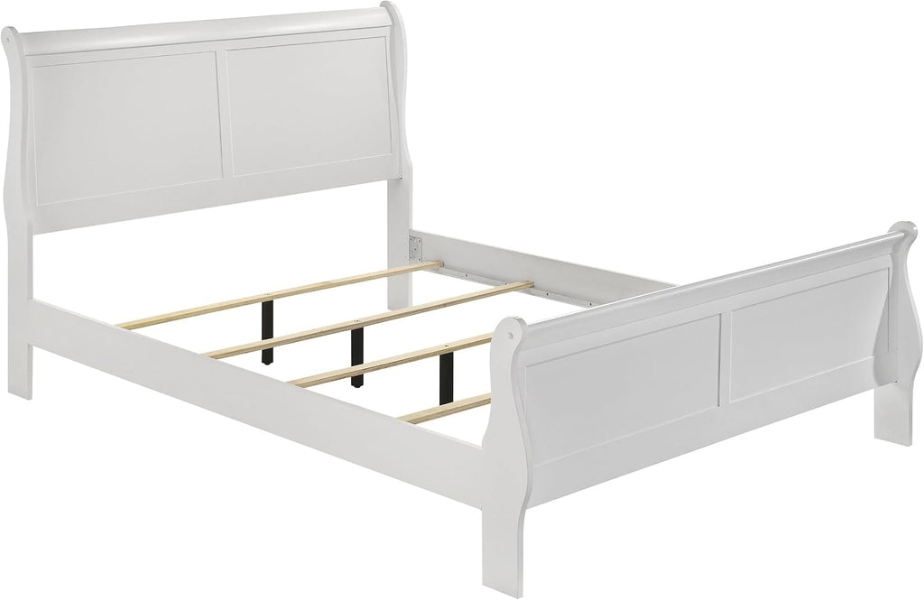 Coaster Home Furnishings Louis Philippe Traditional 5-Piece Bedroom Set Eastern King Size Sleigh Bed Frame 47-inch Headboard White 202441KE-S5