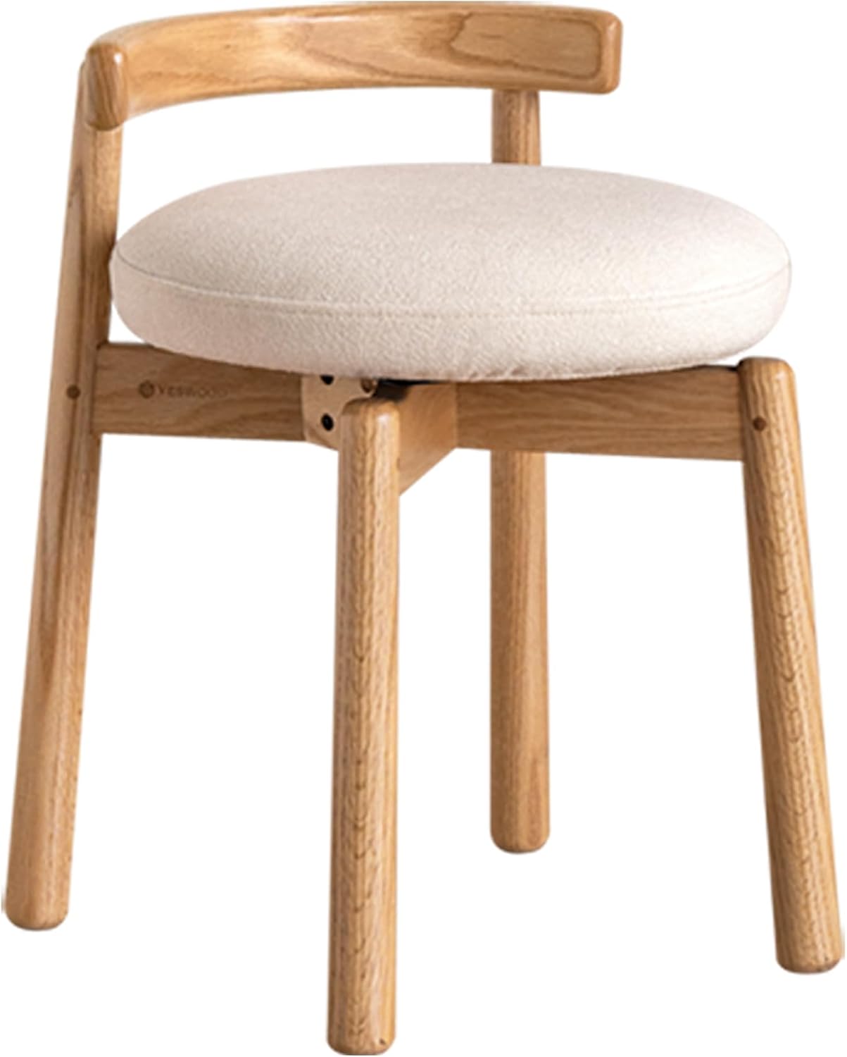 YESWOOD Oak Wood Vanity Stool, 360 Swivel Chair for Makeup Room, Fully Assembled Makeup Chair, Vanity Bench for Bathroom & Living Room, Natural Wood