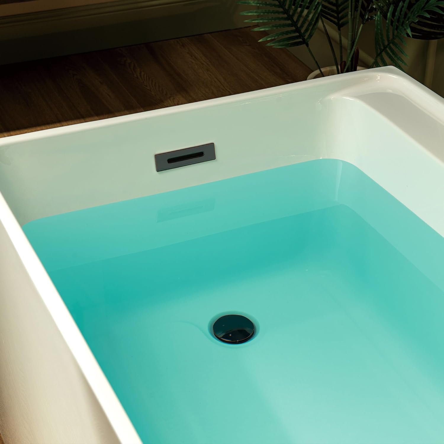 WOODBRIDGE 66-7/8' L x 31-1/2' W Freestanding Contemporary Soaking Bathtub with Oil-Rubbed Bronze Drain & Overflow, White, B6710-ORB