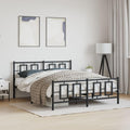 Metal Platform Bed Frame Queen Size with Footboard Black Steel Construction Heavy Duty Bedframe with Underbed Storage Space for Bedroom Furniture