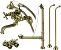 Kingston Brass CCK225AB Vintage Wall Mount Clawfoot Tub Faucet Package with Supply Line, Antique Brass