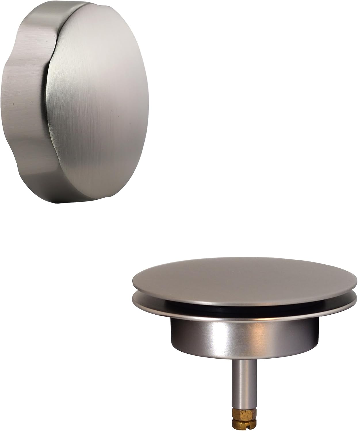 Westbrass A50A35-07 35' SCH. 40 ABS Cable Driven Bath Drain Trim Kit with Rotary Overflow Cover Knob and Pop-Up Stopper, Satin Nickel