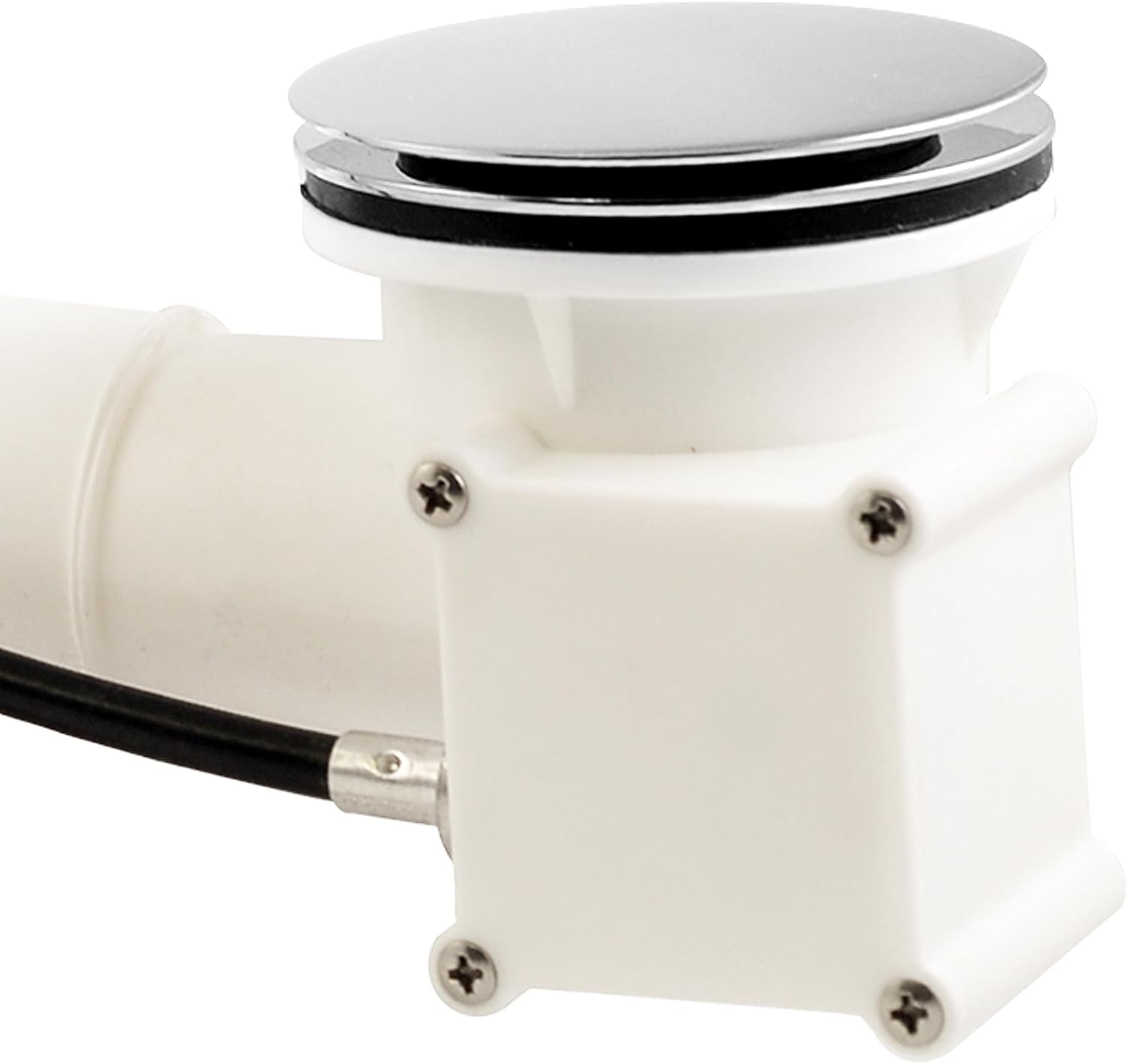 Westbrass D50P27TLERE-26 27' Cable Drive Bath Drain Trim with Rotary Overflow Cover Knob, Pop-Up Stopper and Poly Tubular Pipes & Fittings, Polished Chrome