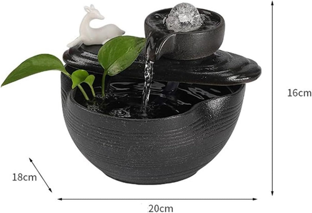 Tabletop Fountain Ceramic Tabletop Desktop Fountain Small Chinese Water Ornament with Feng Shui Ball