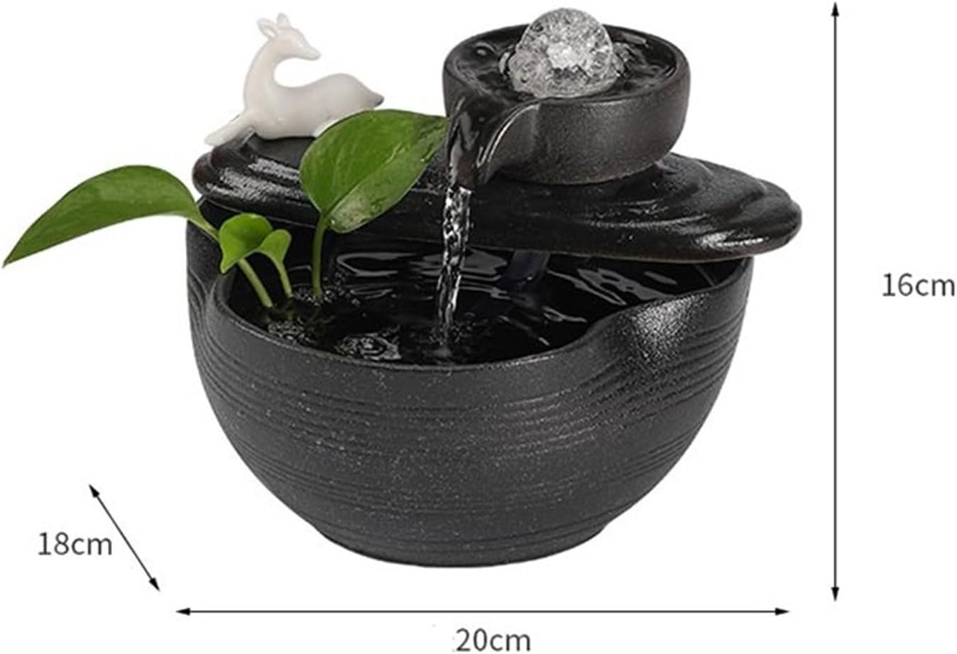 Tabletop Fountain Ceramic Tabletop Desktop Fountain Small Chinese Water Ornament with Feng Shui Ball