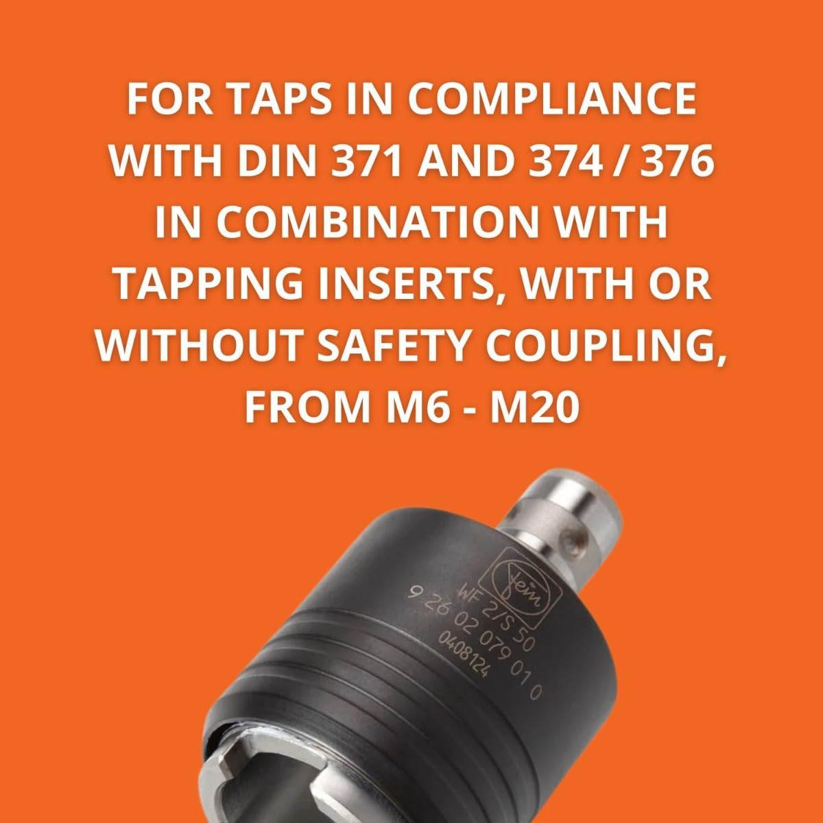Fein Size 2 Quick-Change Tapping Chuck with QuickIn Fitting - High-Precision Accessory for Magnetic Core Drills with Reverse Rotation, Supports M6 to M20 Taps - 92602079010