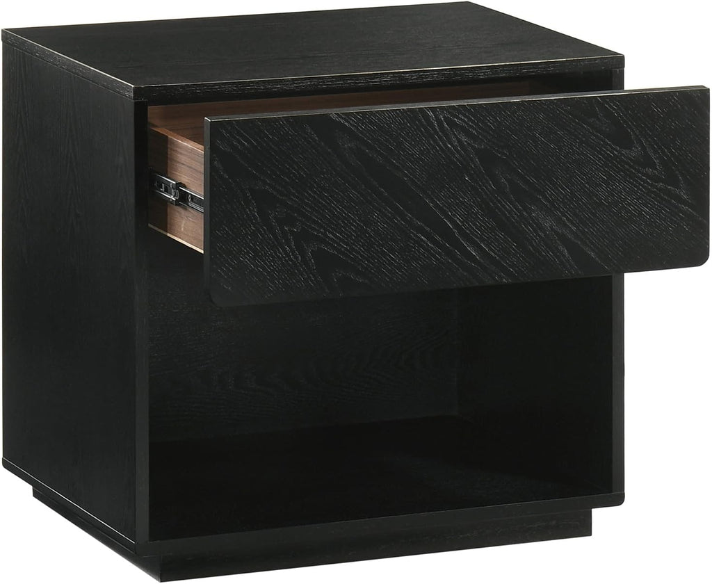 Armen Living Petra King 4 Piece Wood Bedroom Set in Black Finish