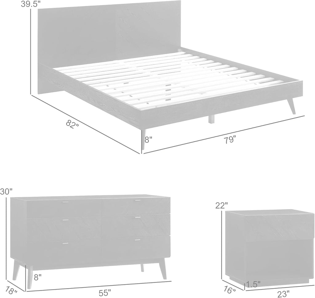 Armen Living Petra King 4 Piece Wood Bedroom Set in Black Finish