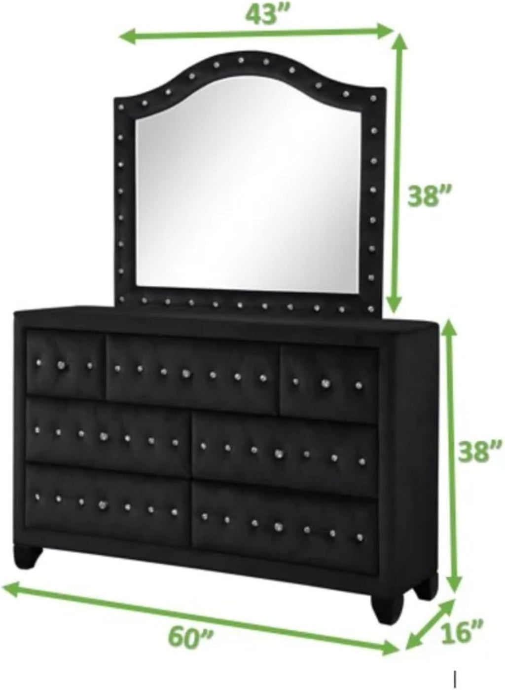 King 5 Pc Upholstery Bedroom Set Made with Wood in Black