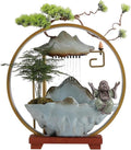 Tabletop Fountain Indoor Waterfall Fountain with LED Light and Incense Holder, Meditation Decoration for Home Office