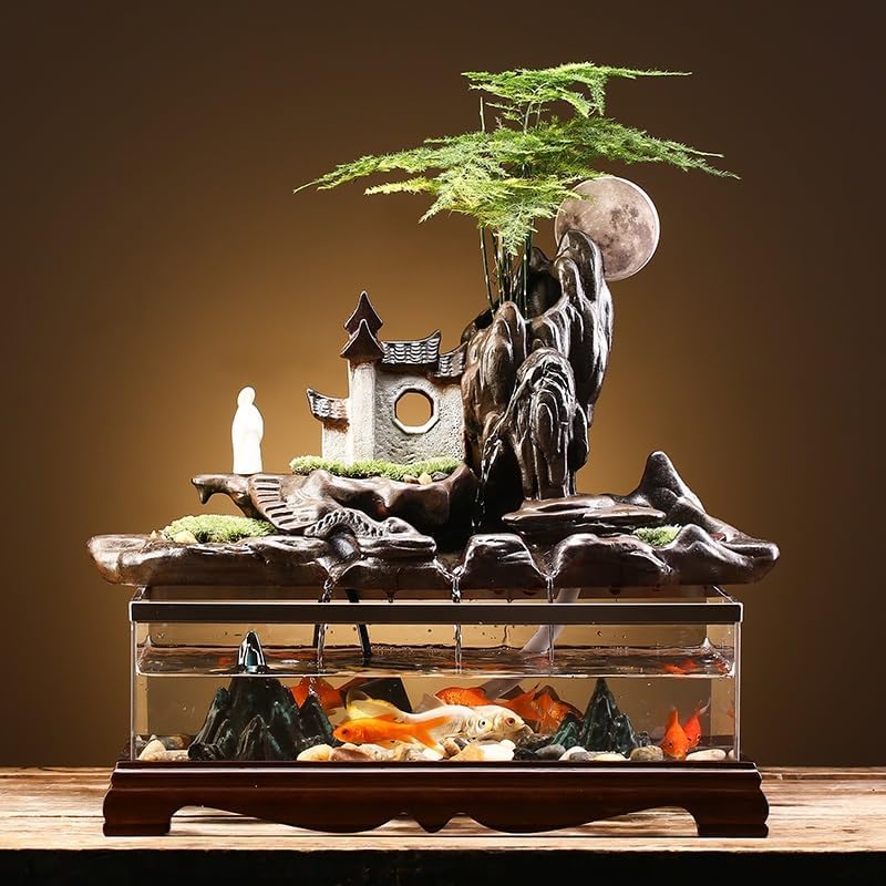 Tabletop Fountains Fish Tank Water Landscape Office Home Circulation Fountain Landscaping Living Room Porch Wine Cabinet Decorative Ornaments Indoor Tabletop Water Fountain