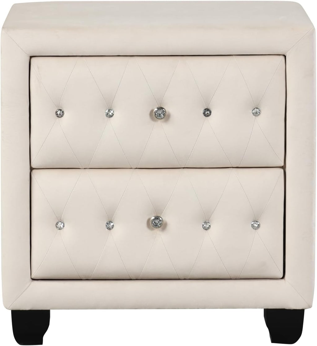 Generic King 5 Pc Bedroom Set Made with Wood in Cream