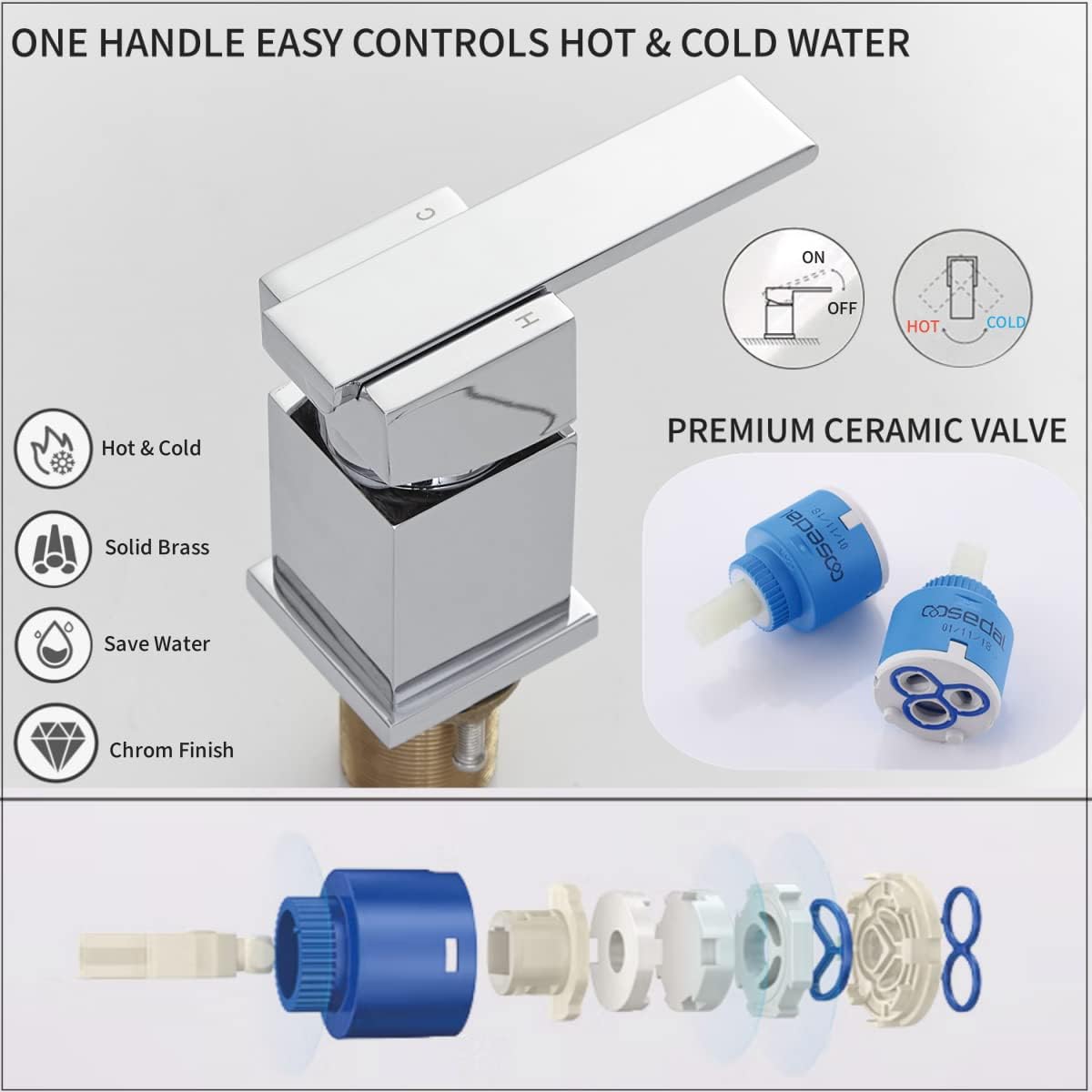 Waterfall Bathtub Faucet with Sprayer, 3-Hole Roman Tub Filler with Hand Shower Deck Mount Waterfall Tub Spout Set Chrome