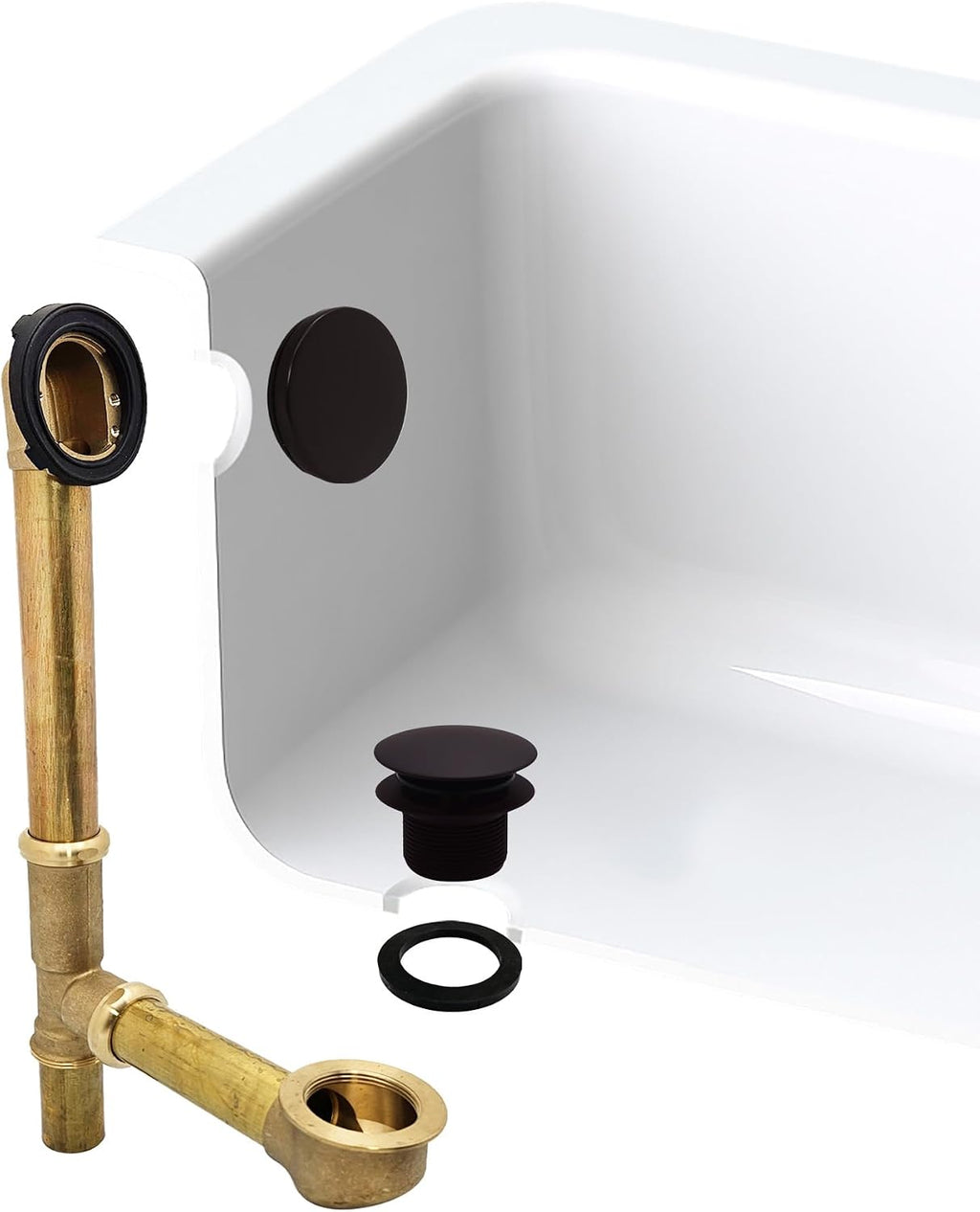 Westbrass A325H-12 14' Brass Bath Waste & Overflow Assembly with European Tip-Toe Drain Plug and Illusionary Faceplate, Oil Rubbed Bronze