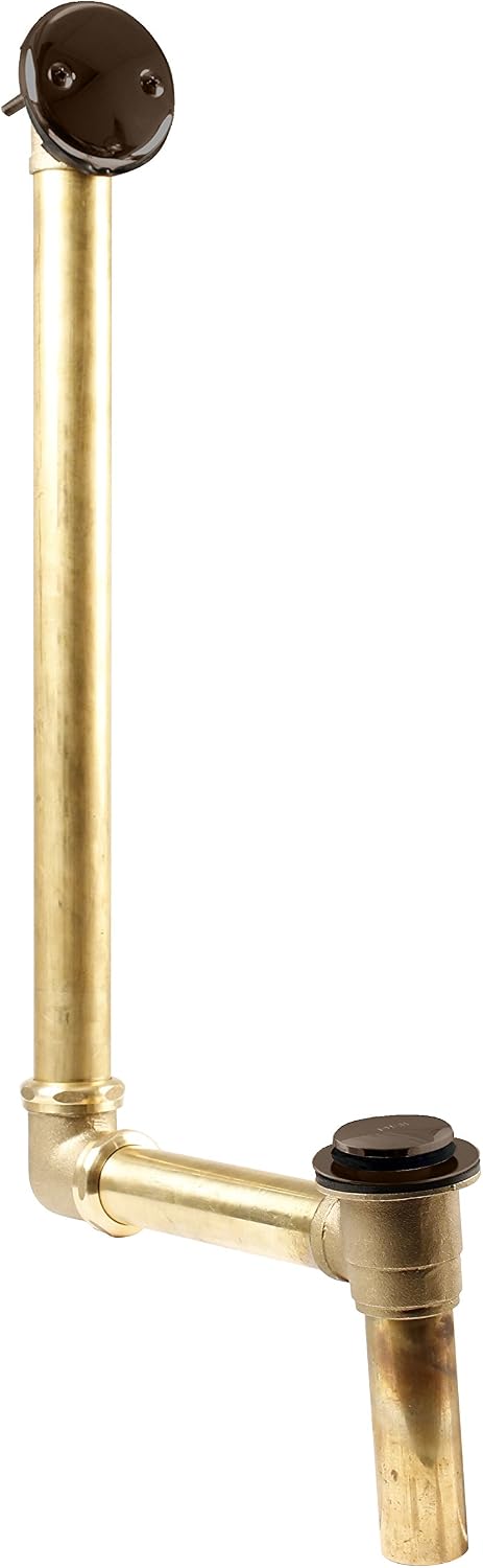 Westbrass 7931817-DC-12 22' Direct Connect 17 Gauge Brass Waste and Overflow with Tip-Toe Drain Trim, Oil Rubbed Bronze