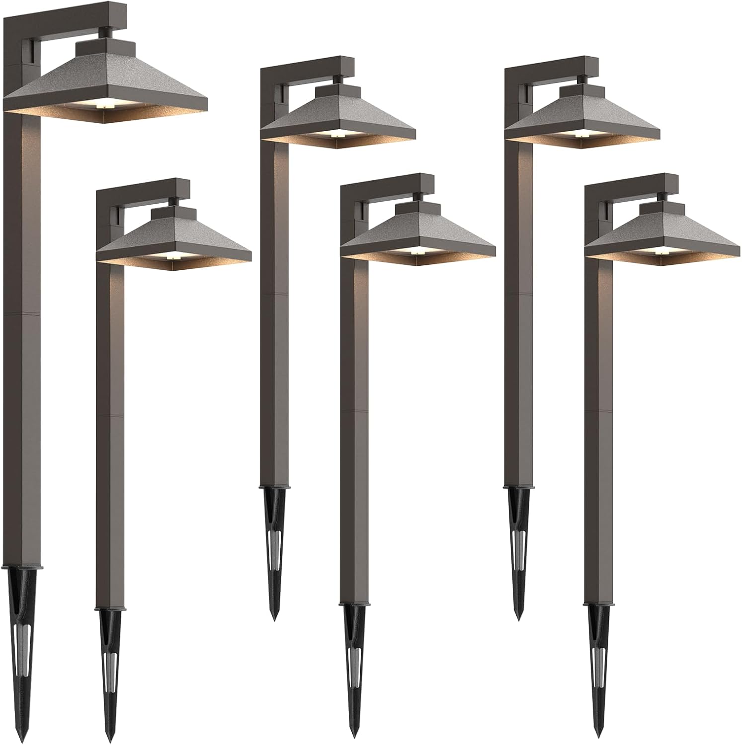 GOODSMANN Low Voltage Landscape Lights 6PK Landscape Lighting 1.5W LED 100 Lumen 12V AC Walkway Lights Wired Warm White with Cable Connectors Metal Stakes Compatible with Landscape Transformer