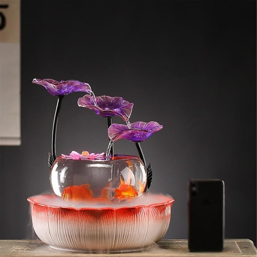 TabletopWater Fountain Indoor Tabletop Fountains, Luxury-Style Fish Tank Water Ornament Home Office Desktop Decorations