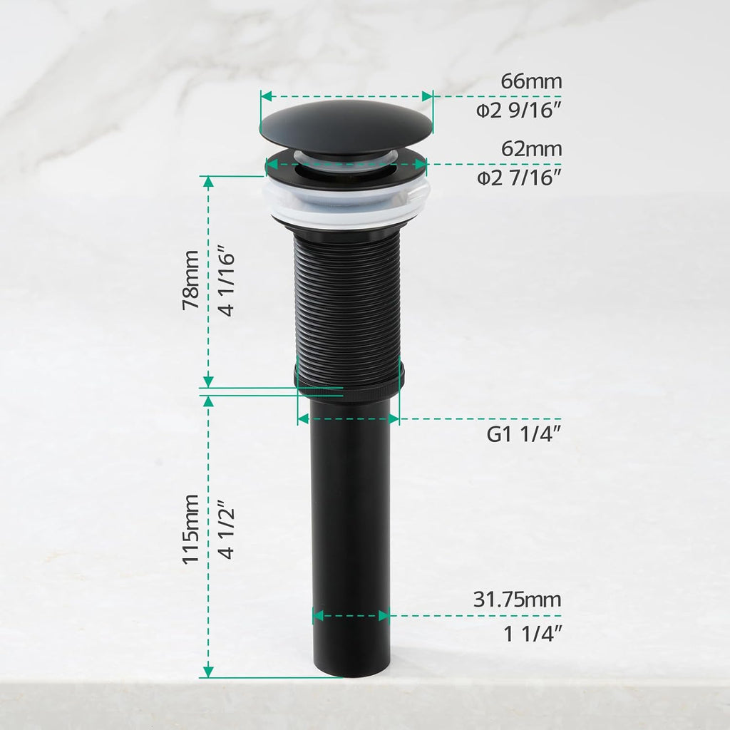 Lefton Rotatable Bathroom Faucet BF2204 with Pop-up Bathroom Sink Drain Stopper Without Overflow D01 (Contemporary, Matte Black)
