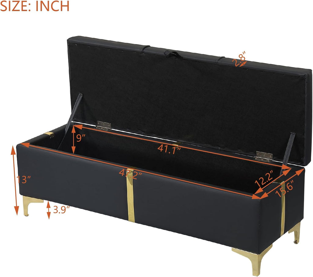 Queen Size Hydraulic Lift Up Storage Bed Frame with Storage Bench, PU Upholstered Platform Beds with Headboard, Two Piece Bedroom Sets, Wooden Slats Support, No Box Spring Needed (Black)