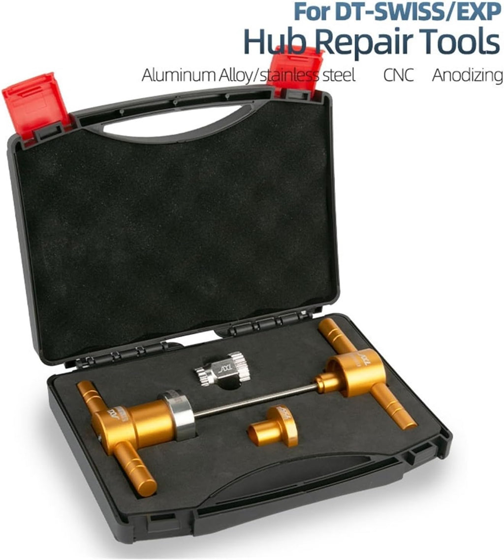 Steel Tool Compatible with DT-Swiss EXP/Swift Bike Hub Repair Tool Kit Ratchet Bearing & Seal Ring Installation CNC Aluminum Alloy/Stainless(Golden)
