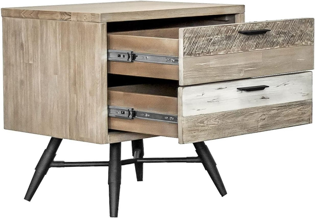 Armen Living Bridges 4 Piece Queen Bedroom Set in Two-Tone Acacia Wood, Natural