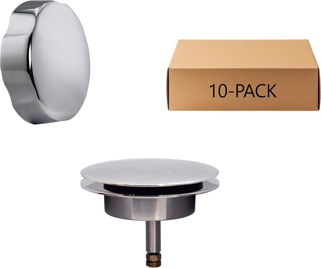 Westbrass D50TE-10-26 Standard 1-1/2' Replacement Trim for Cable Drive Bath Drain Waste & Overflow Assemblies, Polished Chrome (10-Pack)