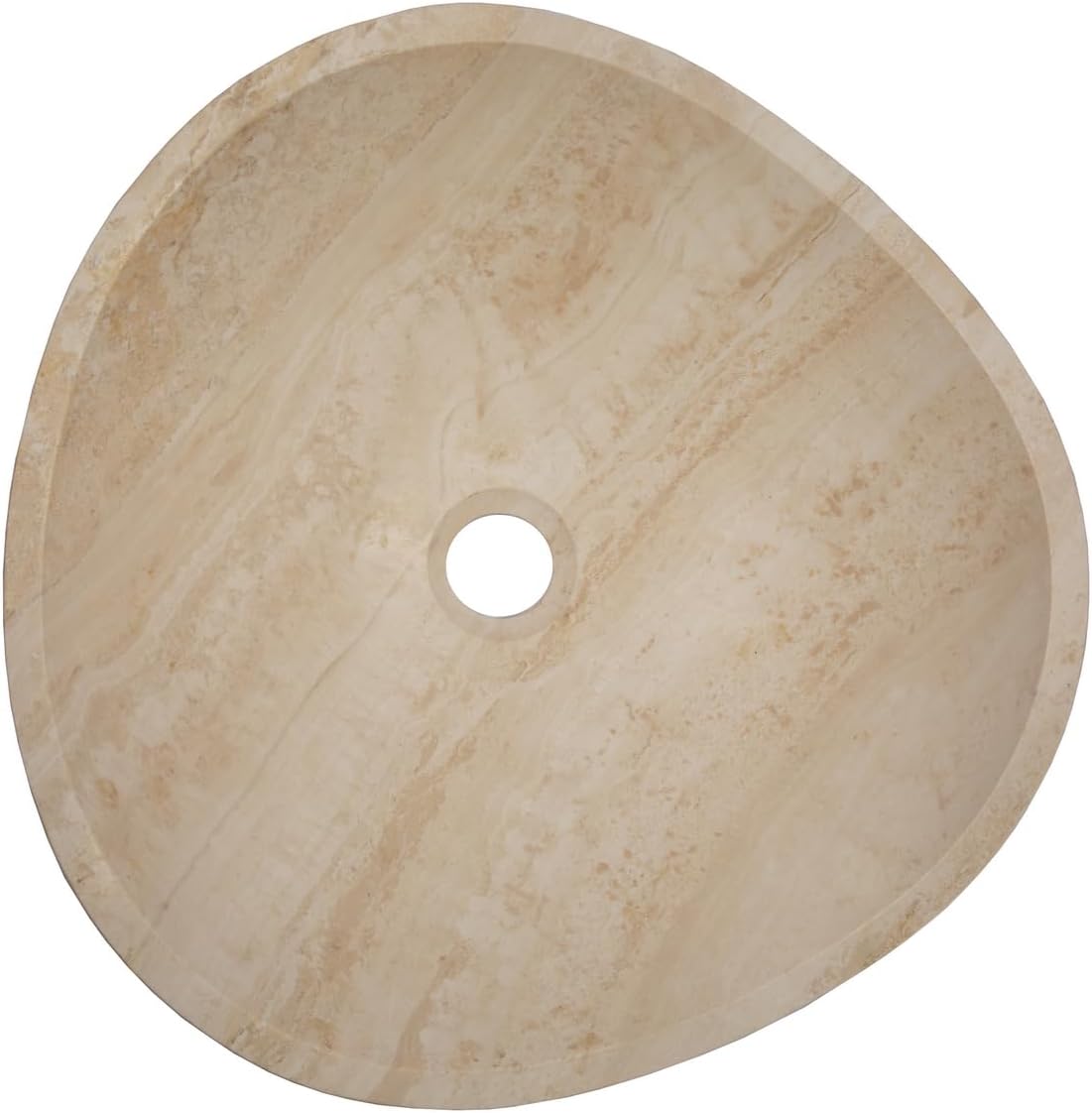 Eden Bath Round Freeform Vessel Sink, Honed Beige Travertine - Stylish Bathroom Sink