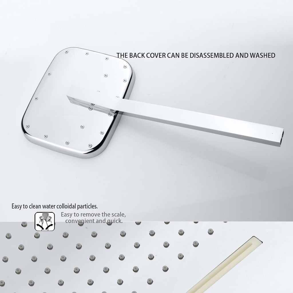 Chrome Thermostatic Shower System Fixture Set With Waterfall Rain Shower Head and Handheld (Can Use All Options at A Time)