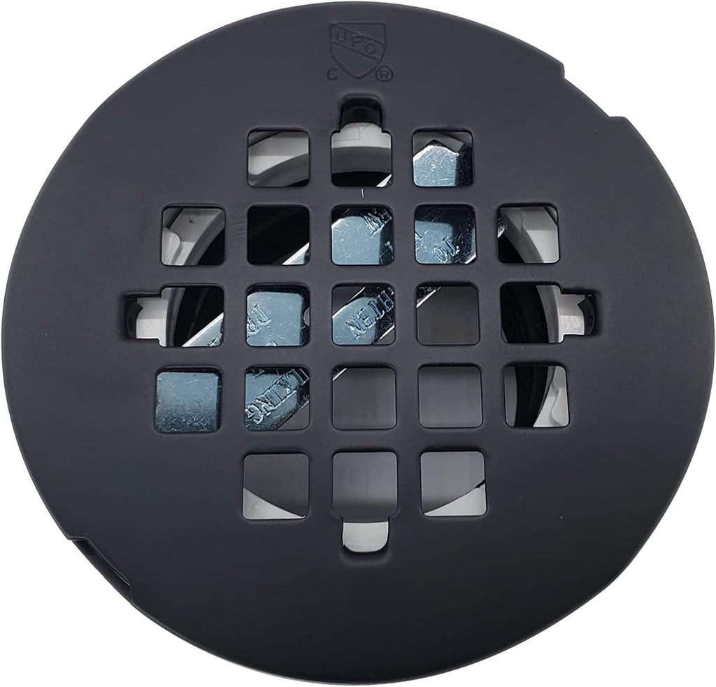 Westbrass SP6036WP-62 60' x 36' 3-Wall Shower Pan with Plastic Center Drain and 4-1/4' Cross Grid Brass Drain Cover, Matte Black