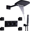 Matte Black Bath & Shower Faucets Hot And Cold Mixer System Wall Mounted 8 X 10 Inch Waterfall Rain Shower Head With Handheld Spray (Oil Rubbed Bronze)