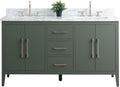 Vanity Art 60 inch Bathroom Vanity with Double Sink & Ceramic Top, Vanity Cabinet with Soft-Closing Doors, Drawers, Solid Wood Frame, Vintage Green, VA9060-DVG-BN1