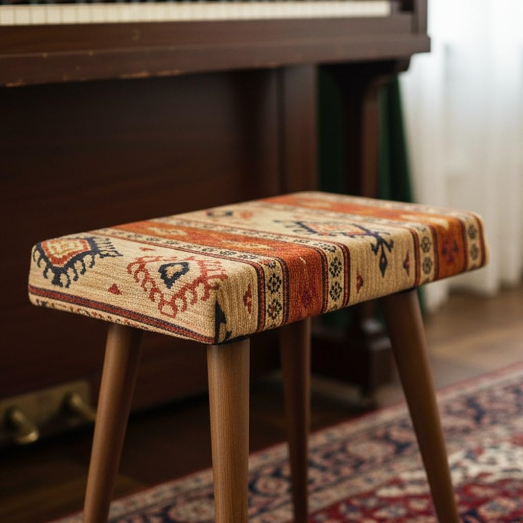 Ultimate Premium Products Vanity Stool with Ottoman Foot Rest – Small Foot Stool for Bedroom, Entryway & Piano Bench – Stylish and Functional Ottoman for Home Decor