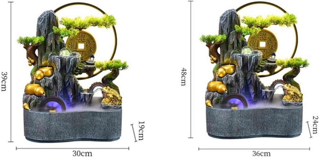 Tabletop Fountain Indoor Water Features Rockery Waterfall Plants Desktop Fountain for Relaxation(Small)