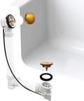 Westbrass A50P45-18 45' SCH. 40 PVC Cable Driven Bath Drain Trim Kit with Rotary Overflow Cover Knob and Pop-Up Stopper, Brushed Bronze
