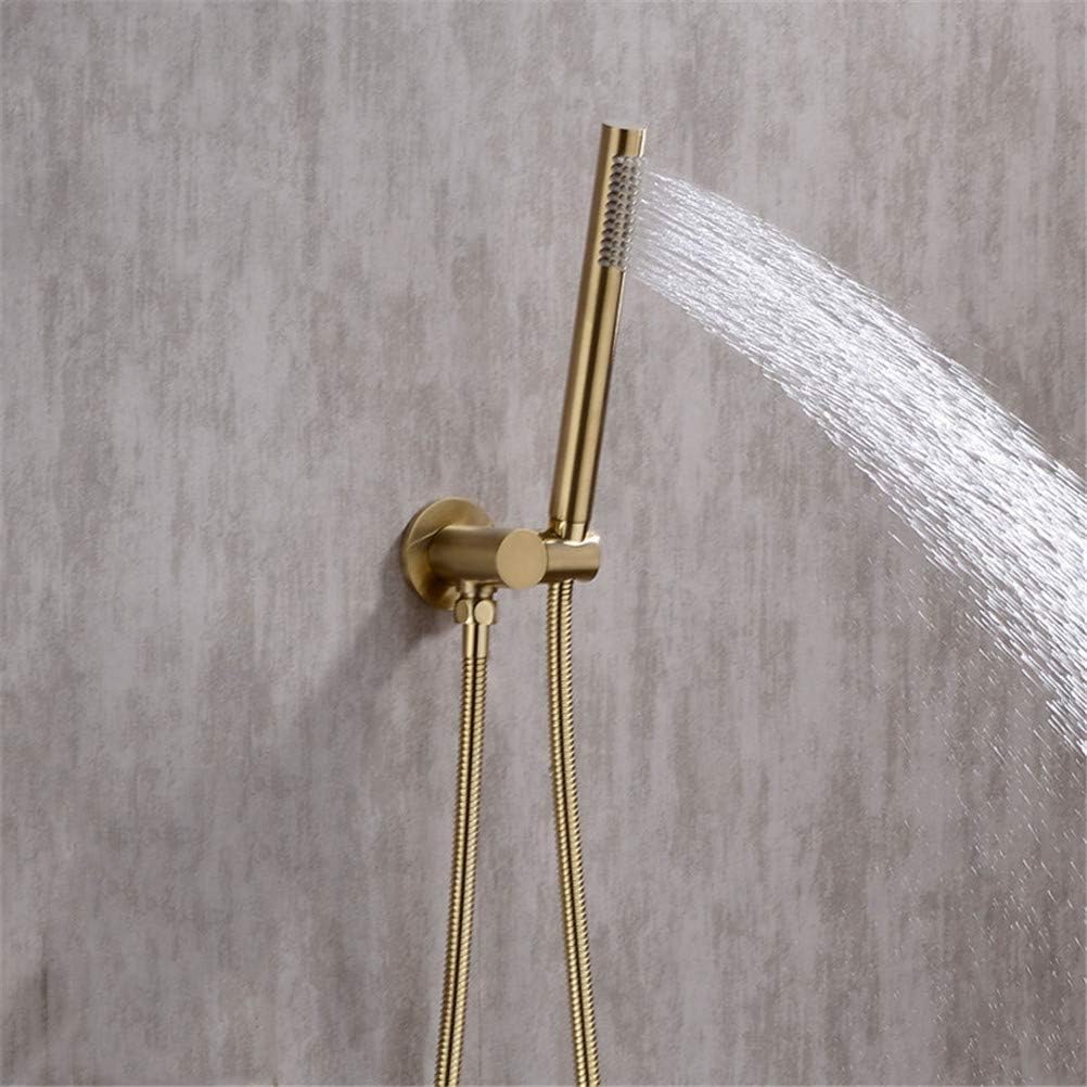Shower Faucet Concealed Wall Mounted Bathroom Shower System Vlave Hand Held Shower Head Black Brushed Shower Set, Gold