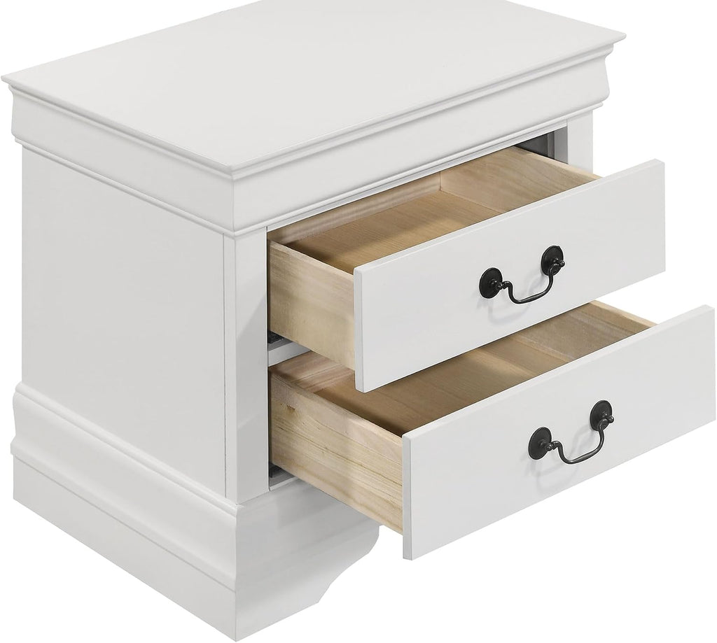 Coaster Home Furnishings Louis Philippe Traditional 5-Piece Bedroom Set Eastern King Size Sleigh Bed Frame 47-inch Headboard White 202441KE-S5