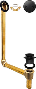 Westbrass 7931817-DC-62 22' Direct Connect 17 Gauge Brass Waste and Overflow with Tip-Toe Drain Trim, Matte Black